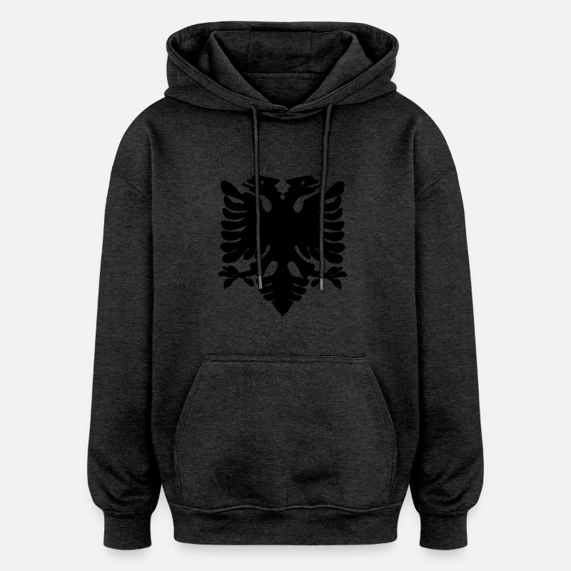 Panneau drapeau de l’Albanie - Sweat à capuche oversize unisexe - charbon