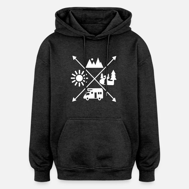 Camping - Sweat à capuche oversize unisexe - charbon