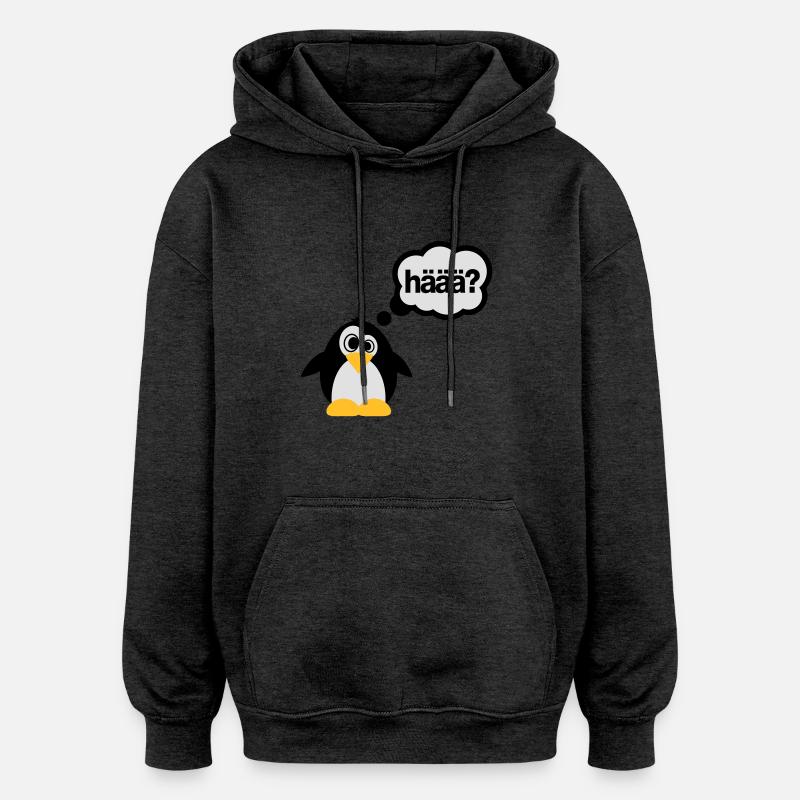 Penguins - Haaa? - Sweat à capuche oversize unisexe - charbon
