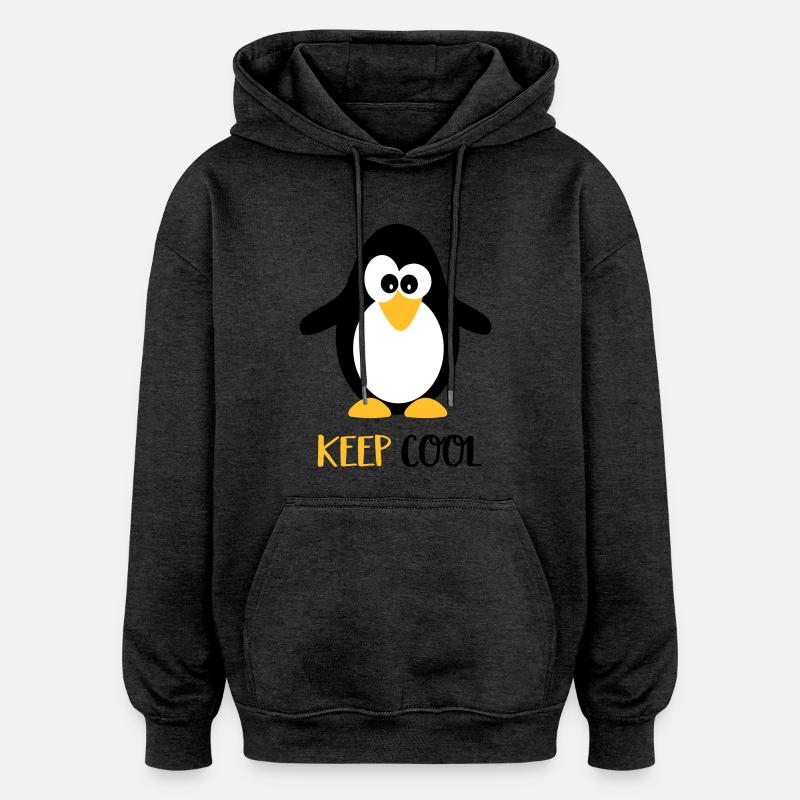 Pingouin - Sweat à capuche oversize unisexe - charbon