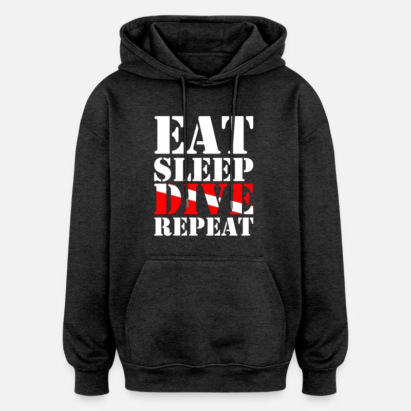Eat Sleep Dive Repeat - Oversized Unisex Hoodie - Anthrazit