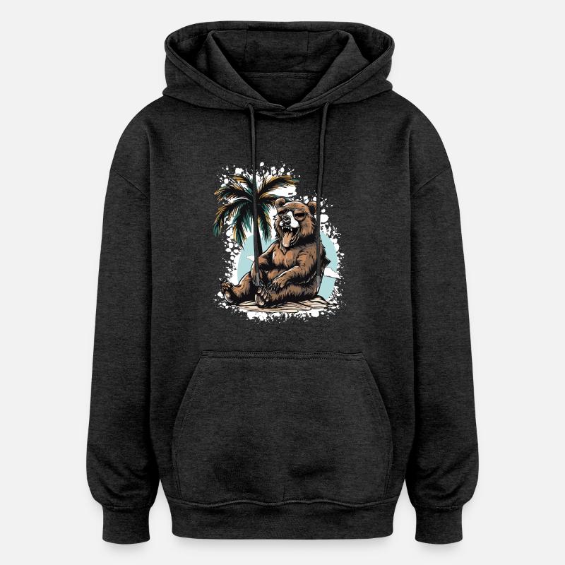 Bear Island Palm Tree - Oversized Unisex Hoodie - charcoal grey
