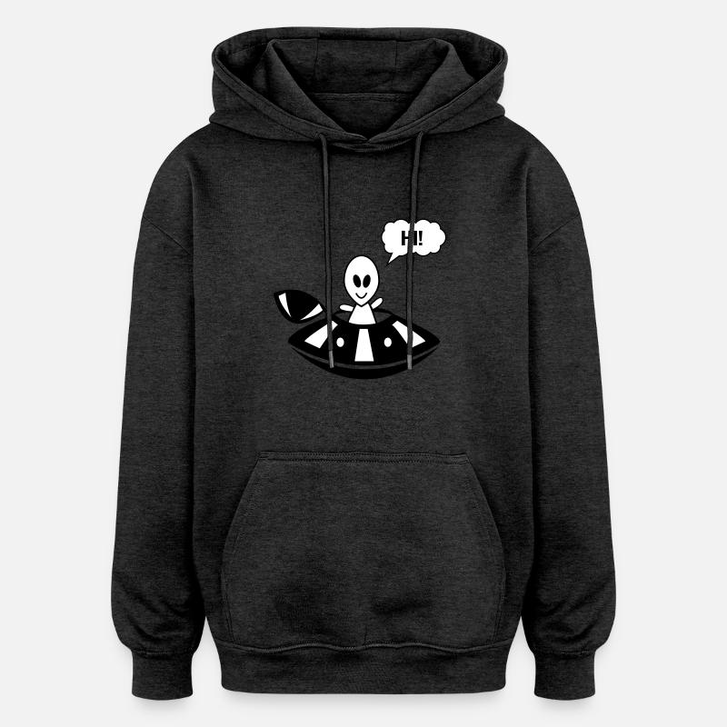 Ovni extraterrestre hi - Sweat à capuche oversize unisexe - charbon