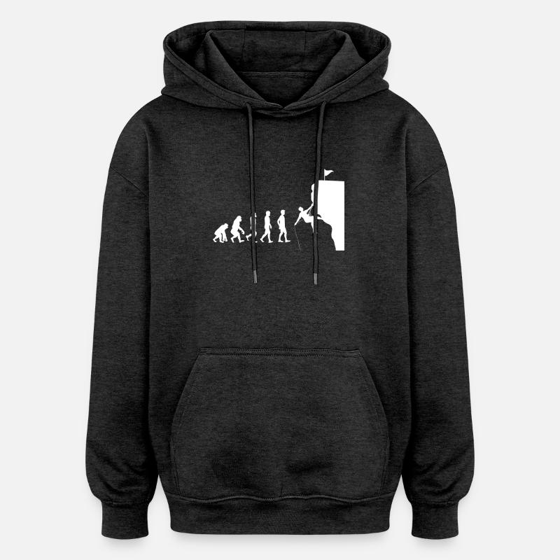 Evolution climbing - Oversized Unisex Hoodie - charcoal grey