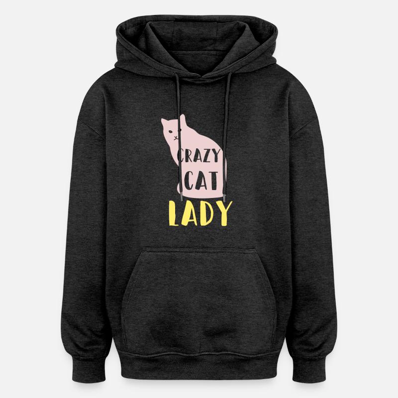 Crazy Cat Lady - Sweat à capuche oversize unisexe - charbon