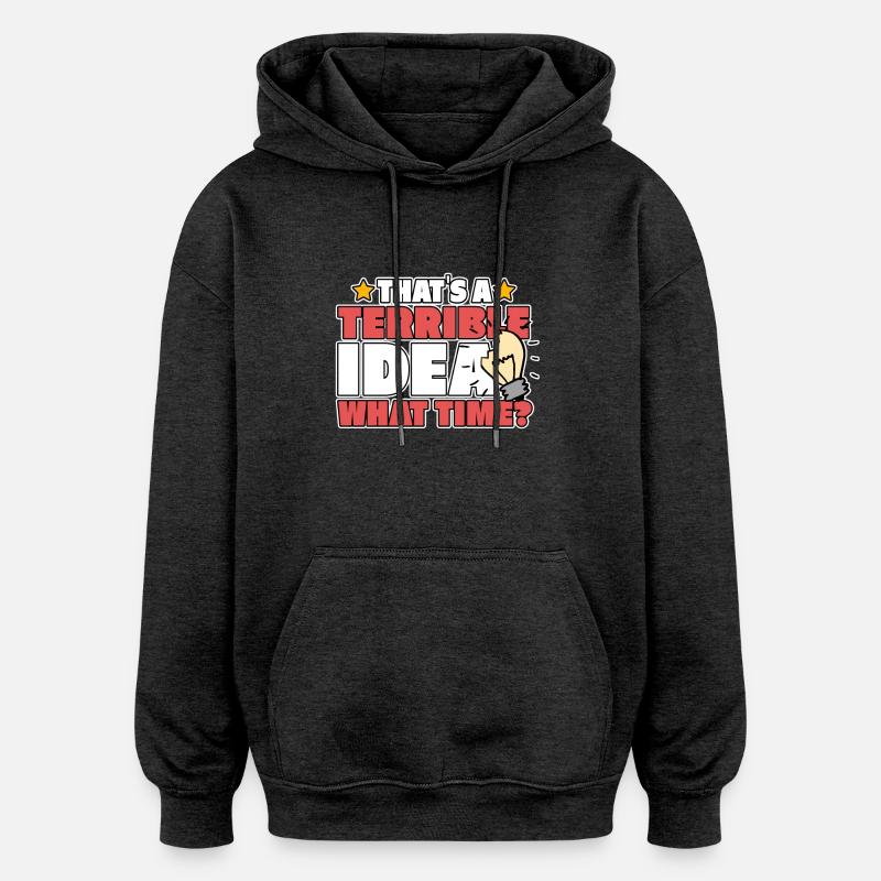 IDEA TERRIBLE - Sweat à capuche oversize unisexe - charbon