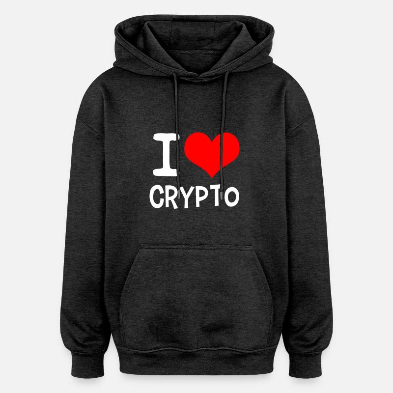 J'aime Crypto blanc - Sweat à capuche oversize unisexe - charbon