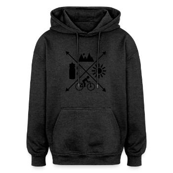 Cycling - Oversized Unisex Hoodie - charcoal grey - Front - Noah (186cm)