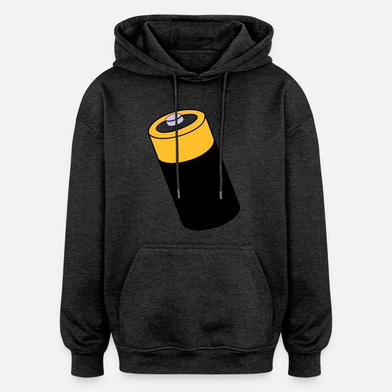 Battery - energy - under power - Oversized Unisex Hoodie - charcoal grey