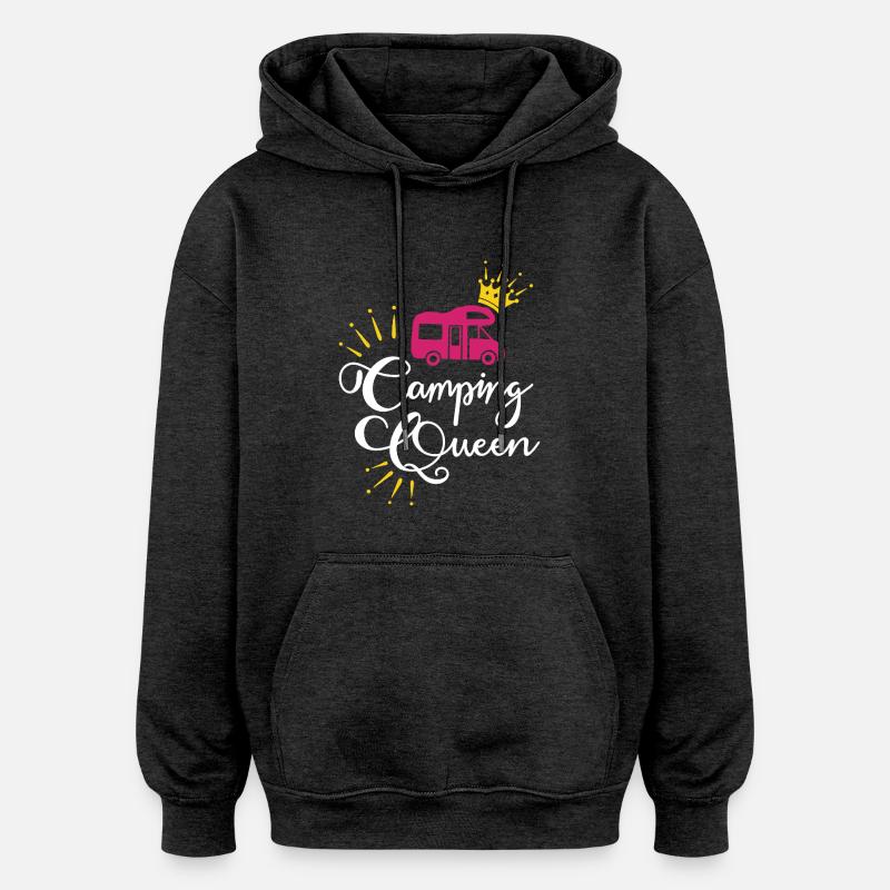 Camping camping-car rose - Sweat à capuche oversize unisexe - charbon
