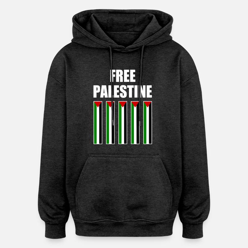Free palestine - Sweat à capuche oversize unisexe - charbon
