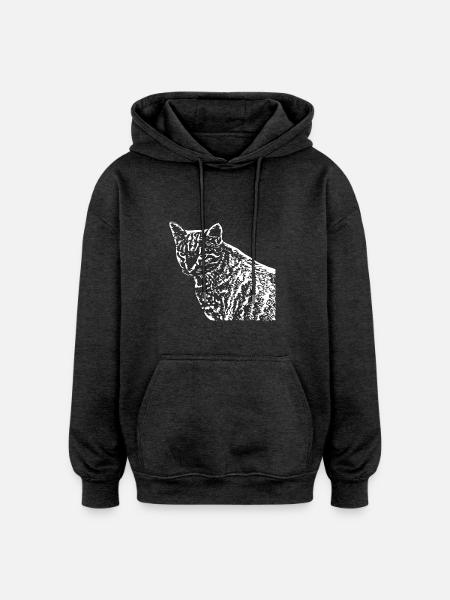 Cat White White Cats - Oversized Unisex Hoodie - charcoal grey