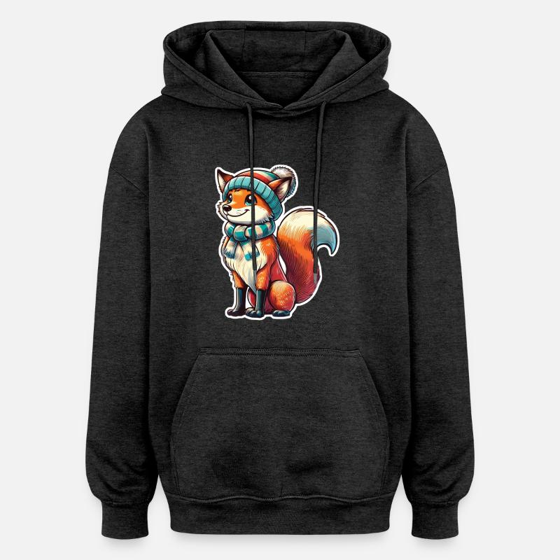 Renard de Noël M. - Sweat à capuche oversize unisexe - charbon