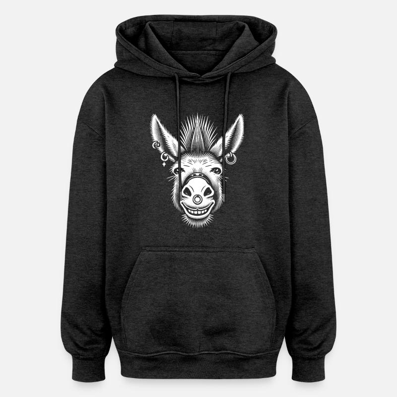 Âne - Sweat à capuche oversize unisexe - charbon