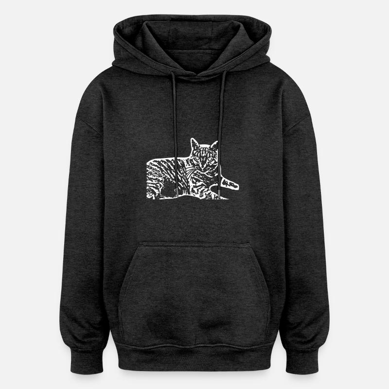 Chat Blanc Blanc Chats - Sweat à capuche oversize unisexe - charbon