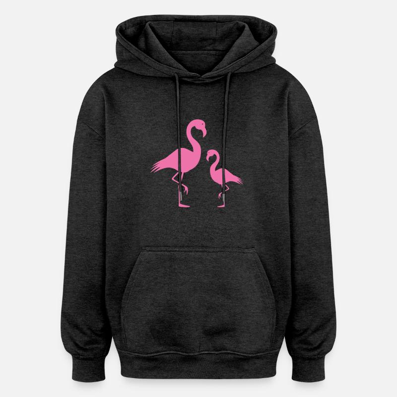 Flamants roses - Sweat à capuche oversize unisexe - charbon