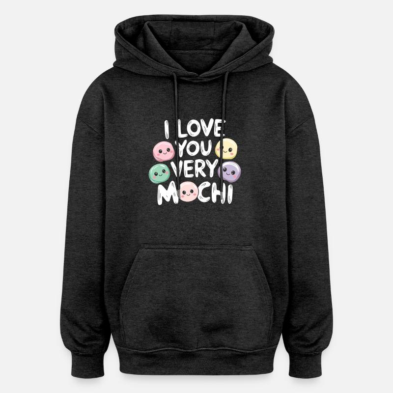 Hommage tendance au mochi - Sweat à capuche oversize unisexe - charbon