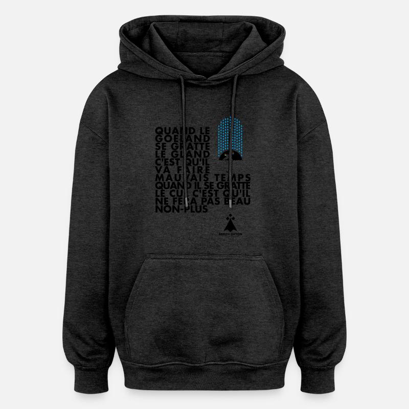 BREIZH GOELAND - Sweat à capuche oversize unisexe - charbon