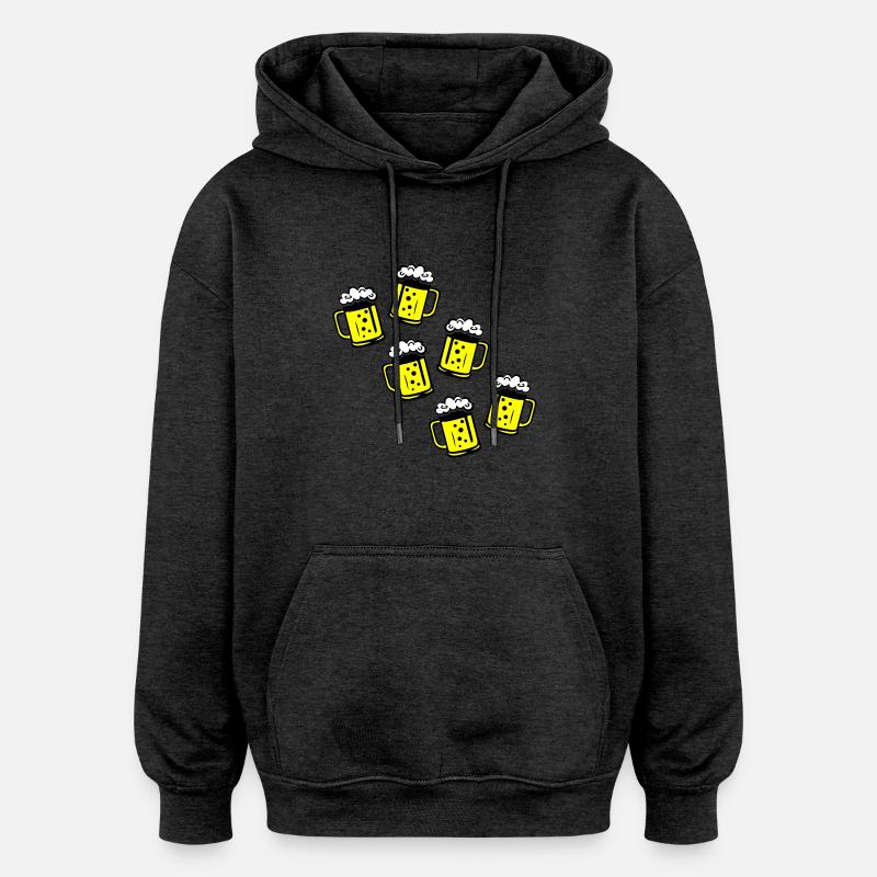 Icône de chope de bière - Sweat à capuche oversize unisexe - charbon