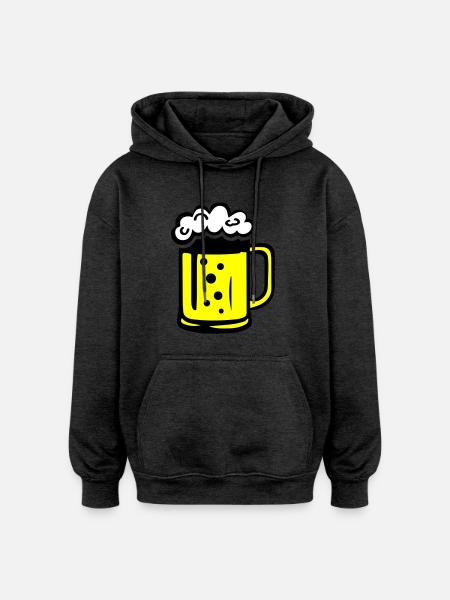 Beer Comic - Oversized Unisex Hoodie - charcoal grey