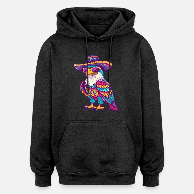 Aigle Bande Dessinée Drôle Sombrero - Sweat à capuche oversize unisexe - charbon