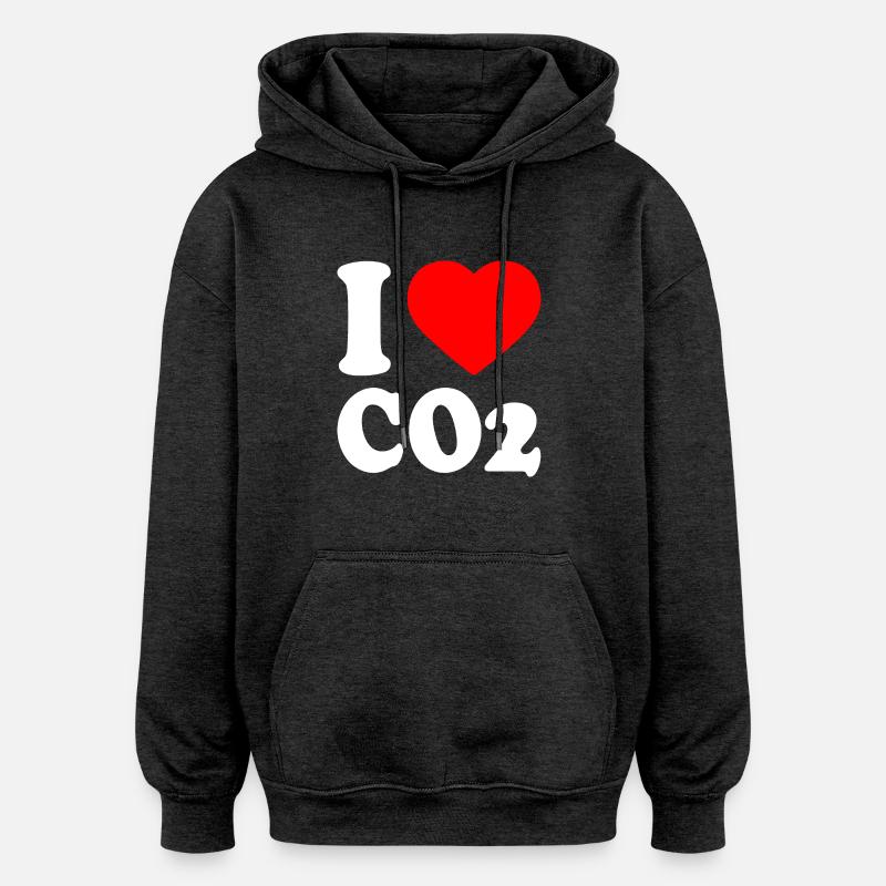 I love co2 - Sweat à capuche oversize unisexe - charbon