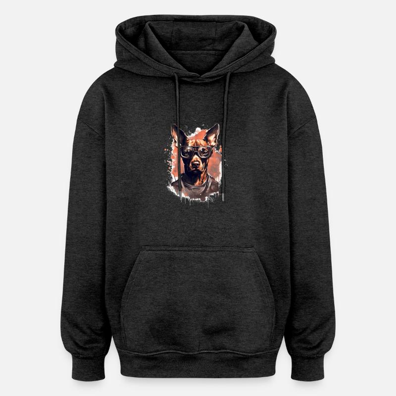 Chien - Sweat à capuche oversize unisexe - charbon