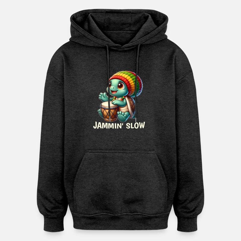 Reggae Turtle - Oversized Unisex Hoodie - charcoal grey