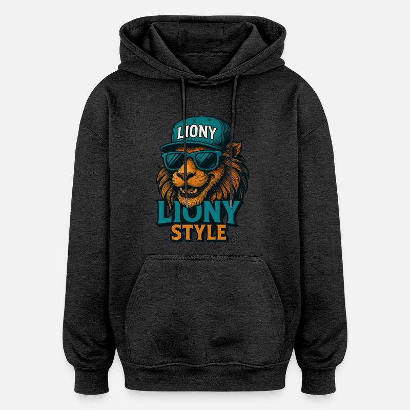 Liony Style - Sweat à capuche oversize unisexe - charbon