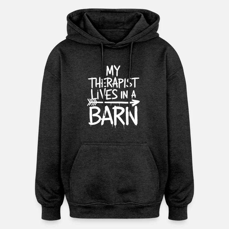 Mon cœur bat pour l’écurie - Sweat à capuche oversize unisexe - charbon