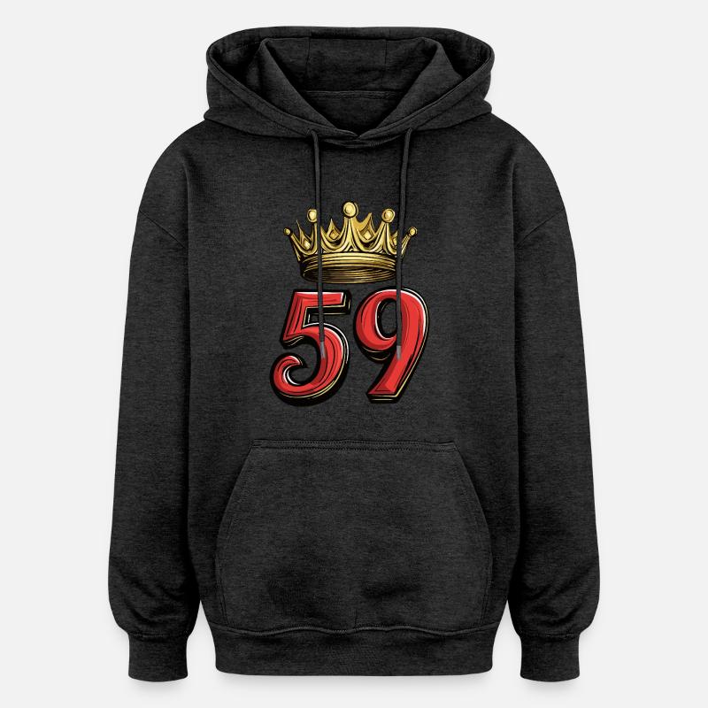 59 Nombre Couronne - Sweat à capuche oversize unisexe - charbon