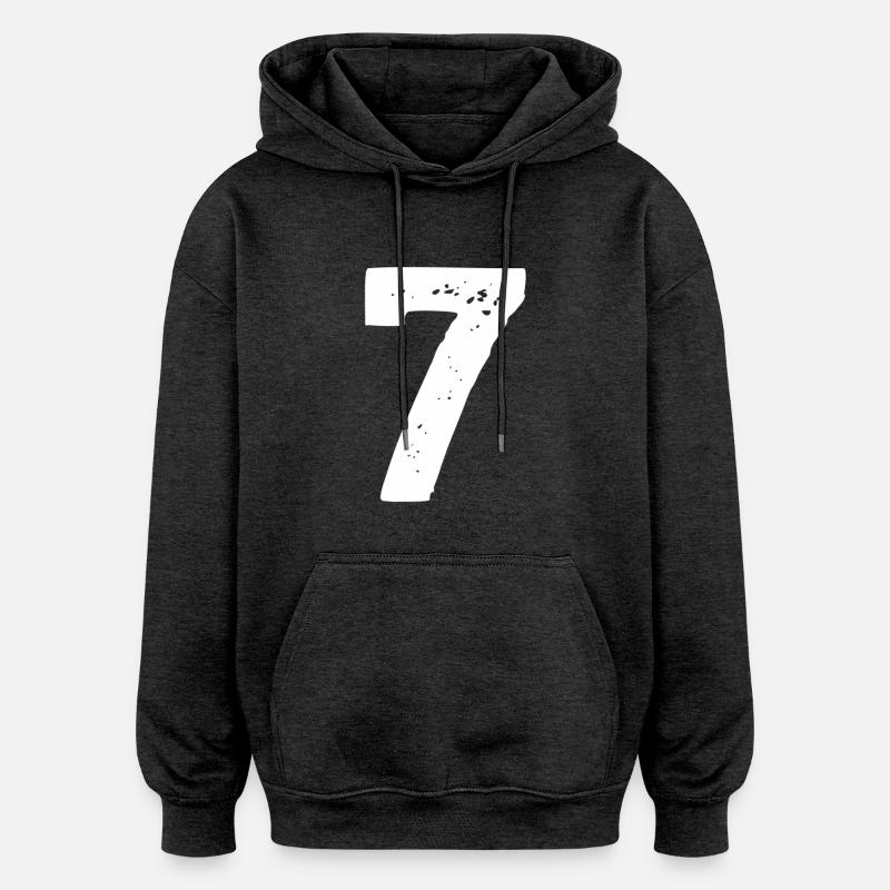 Numéro de chemise 7 - Sweat à capuche oversize unisexe - charbon
