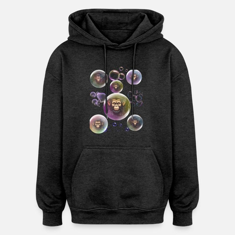 Bulles de Savon Singe - Sweat à capuche oversize unisexe - charbon