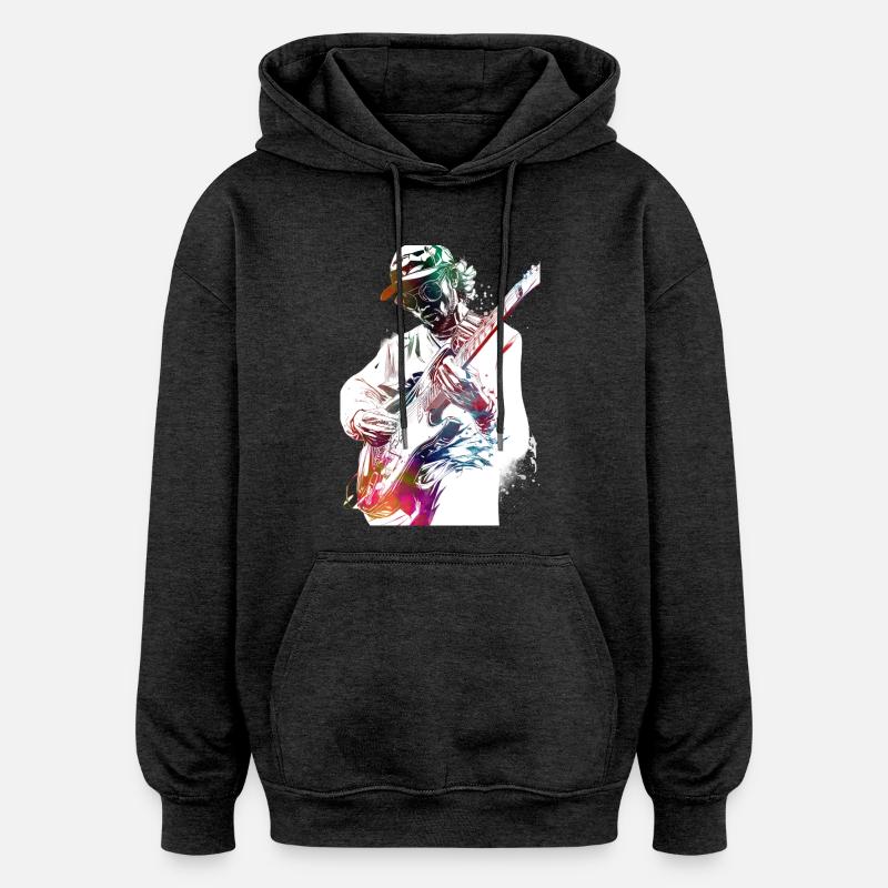 Art musical de guitariste - Sweat à capuche oversize unisexe - charbon
