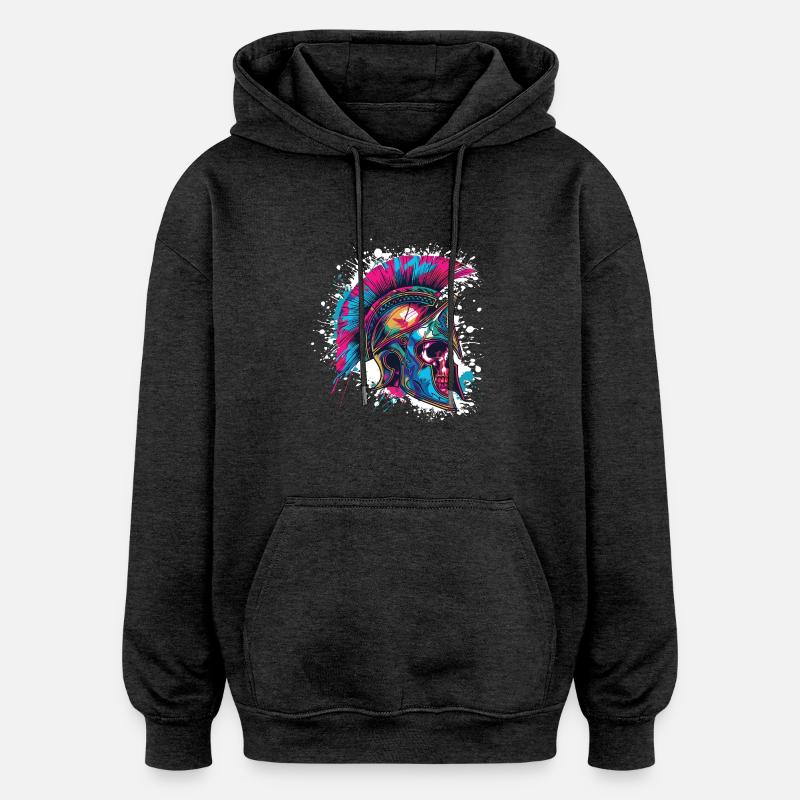 Spartan Skull Gladiator - Oversized Unisex Hoodie - charcoal grey