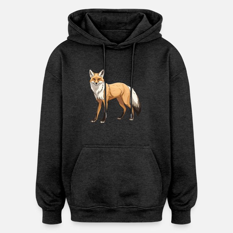 Animal renard - Sweat à capuche oversize unisexe - charbon