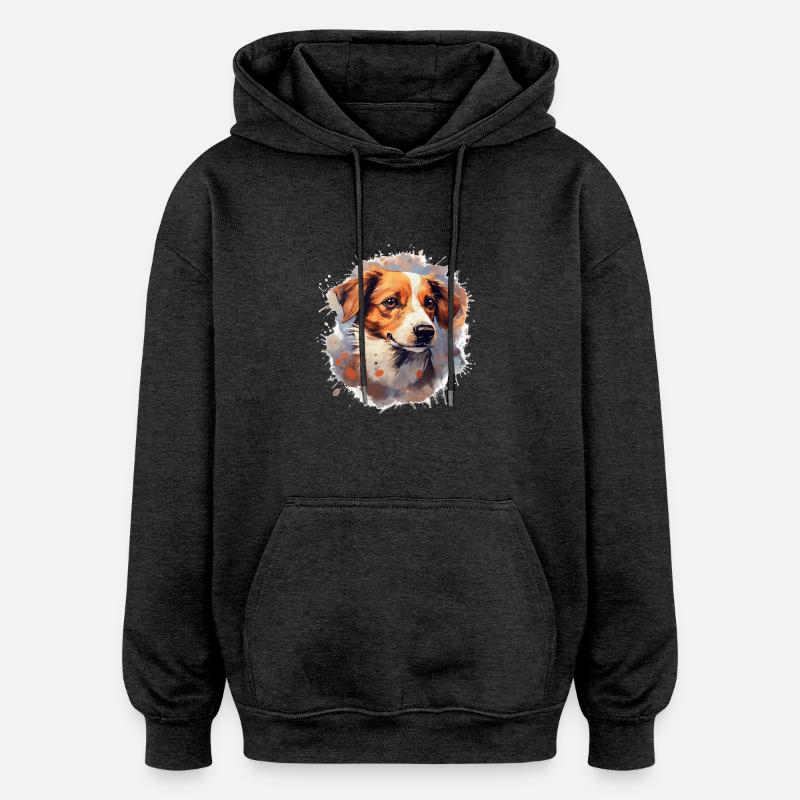 Chien - Sweat à capuche oversize unisexe - charbon