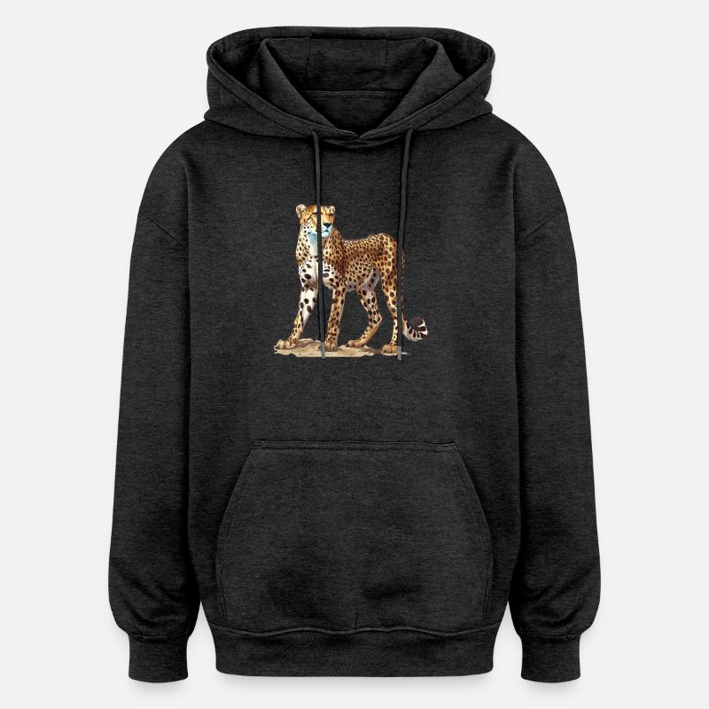 Guépard Geparde Gepard - Sweat à capuche oversize unisexe - charbon