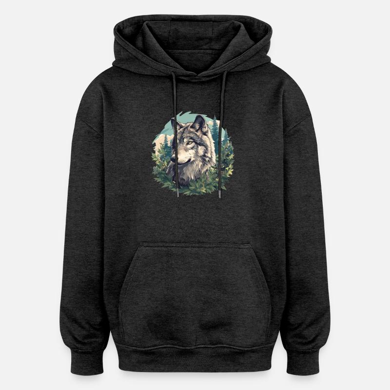 Loups Loup - Sweat à capuche oversize unisexe - charbon