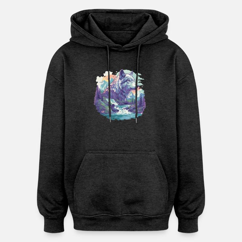 Loups Loup - Sweat à capuche oversize unisexe - charbon
