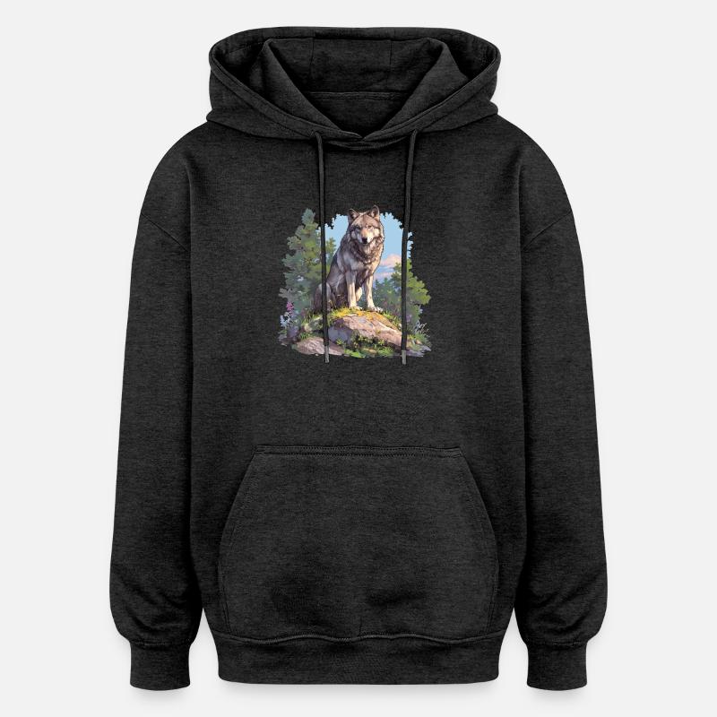 Wölfe Wolf - Oversized Unisex Hoodie - Anthrazit
