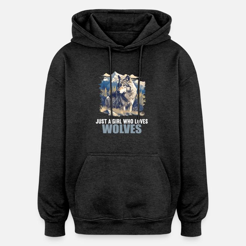 Wölfe Wolf - Oversized Unisex Hoodie - Anthrazit