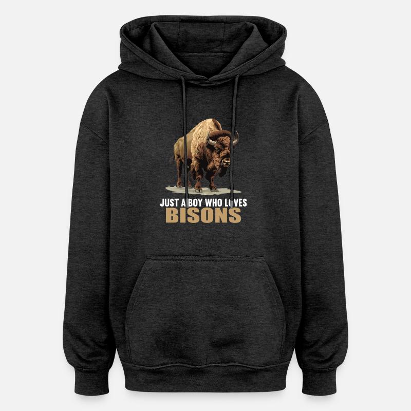 Bisons Bison - Sweat à capuche oversize unisexe - charbon