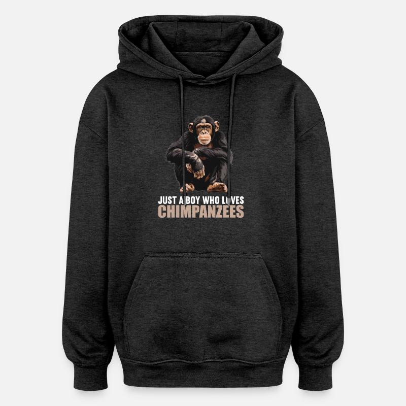 Chimpanzé Schimpansen Schimpanse - Sweat à capuche oversize unisexe - charbon