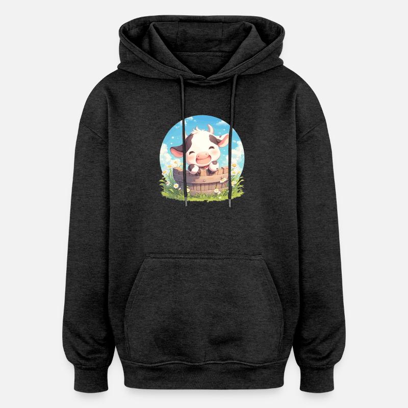 Vaches Vache - Sweat à capuche oversize unisexe - charbon