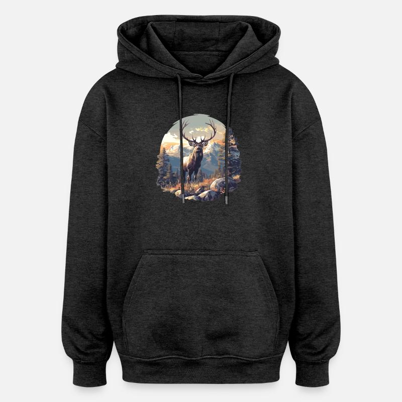 Deer Deer - Oversized Unisex Hoodie - charcoal grey