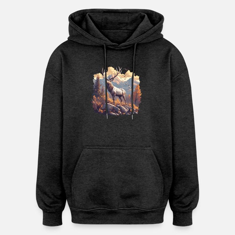 Deer Deer - Oversized Unisex Hoodie - charcoal grey