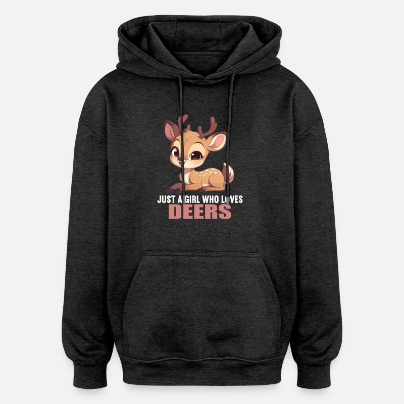 Cerf Cerf - Sweat à capuche oversize unisexe - charbon
