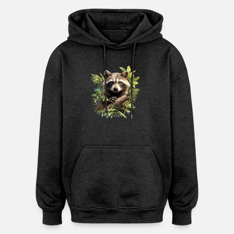 Ratons laveurs Raton laveur - Sweat à capuche oversize unisexe - charbon
