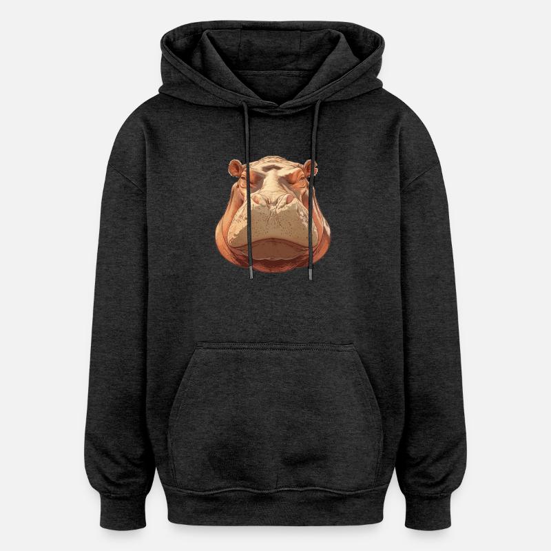 Hippopotame Hippopotame - Sweat à capuche oversize unisexe - charbon